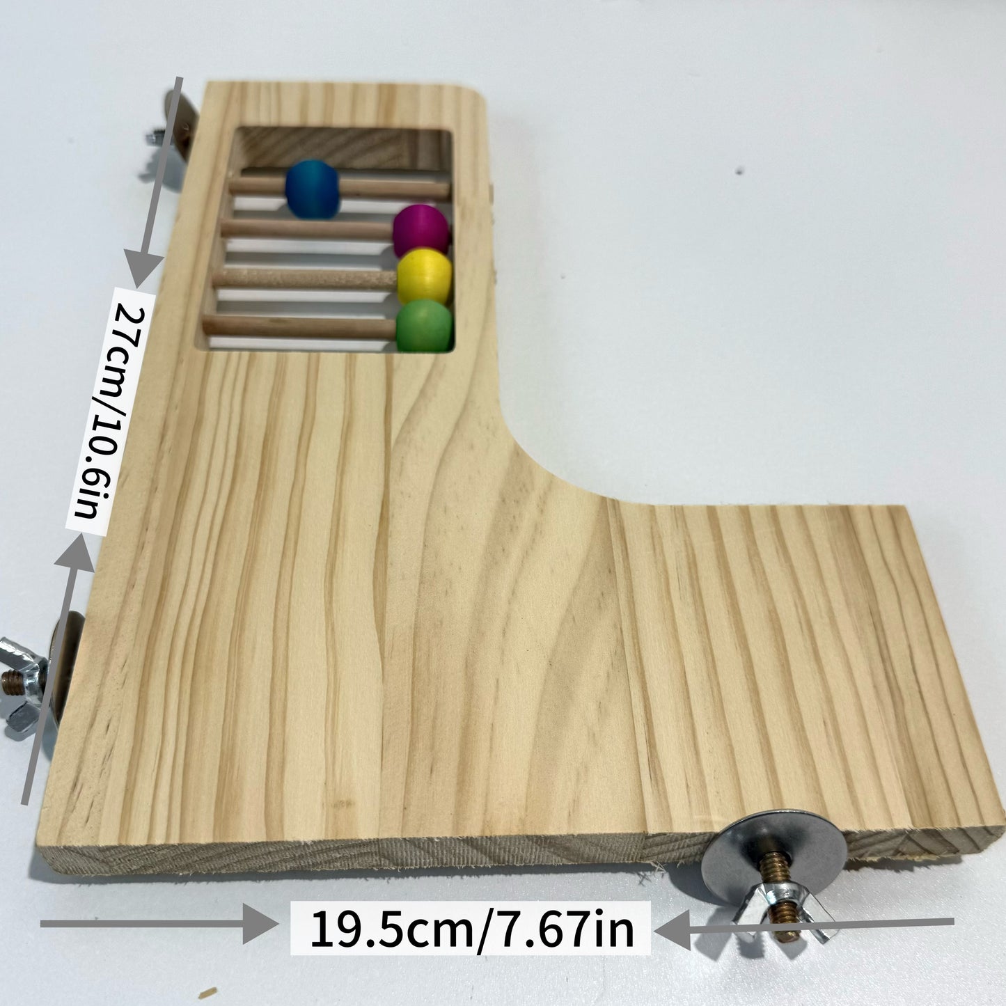 L-shaped wooden platform