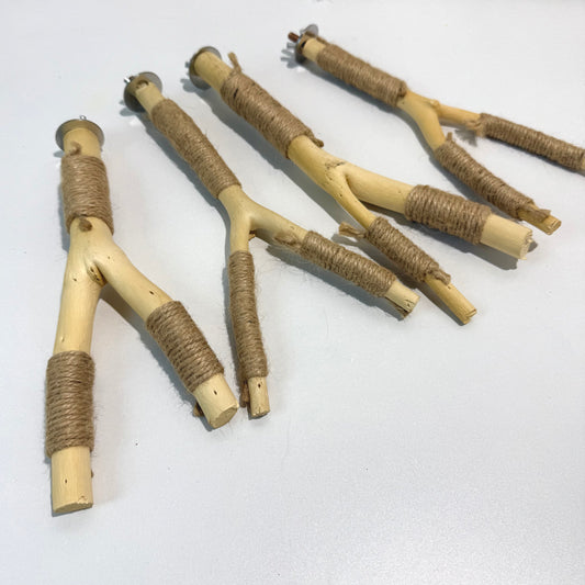 Natural wood perches